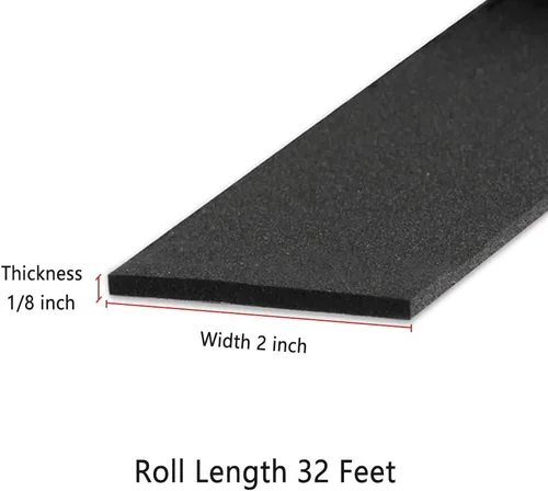 Miniatura 2 de Burlete de neopreno de 2 pulgadas de ancho x 1/8 pulgadas de T, cinta autoadhesiva de goma de espuma para aislamiento de ventanas de puertas
