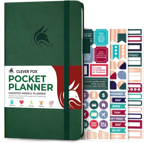 Miniatura 8 de Clever Fox Agenda de bolsillo semanal – Agenda mensual sin fecha y calendario, mini planificador perfecto para bolso, 3.7 x 6.7 pulgadas