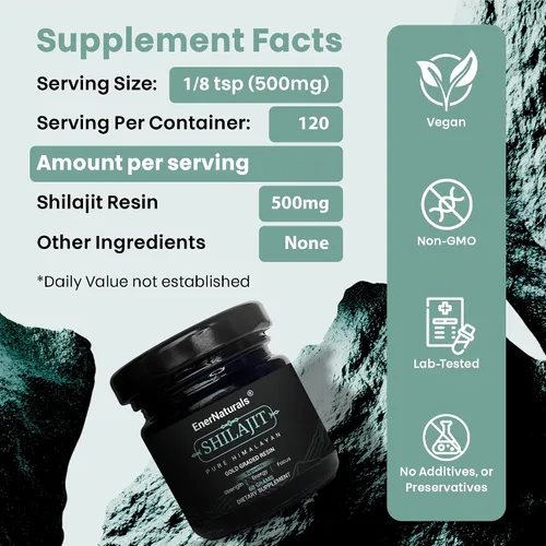 Miniatura 2 de Resina Shilajit pura del Himalaya de 2.12 oz, Shilajit de grado dorado para hombres y mujeres, 500 mg Ácido fúlvico y más de 85 minerales traza
