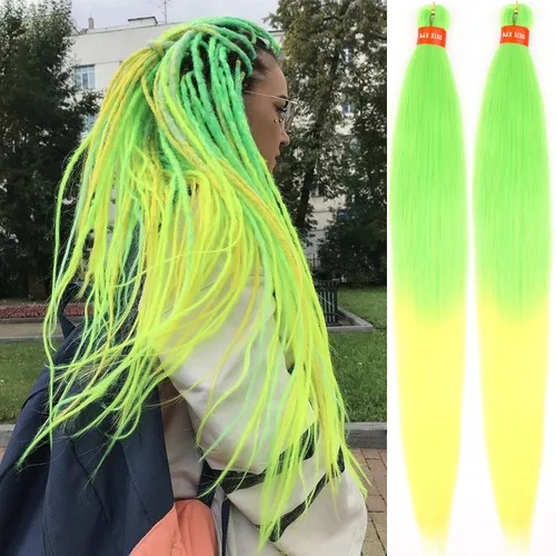 Miniatura 54 de Cabello trenzado preestirado ombré, extensiones de cabello trenzado sedoso, sin picazón, trenzas de cabello trenzado de ganchillo con textura Yaki