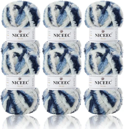 Miniatura 105 de NICEEC Hilo de Pelo Sintético Super Suave, Grueso y Esponjoso, Hilo de Pestañas para Crochet y Tejido (Longitud Total 192m/9.1kg) - Otoño/300g