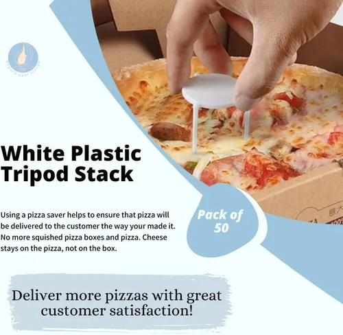 Miniatura 4 de Angel's Peel Lounge Caja de pizza/soporte para guardar pizza (paquete de 50) - Trípode de plástico blanco para contenedor de restaurante, cajas