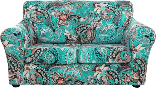 Lamberia Funda de Sofá Estampada para Sofá de 2 Cojines, Fundas de Sofá de Alta Elasticidad, Funda para Loveseat de 3 Piezas con Dos Fundas de Cojín