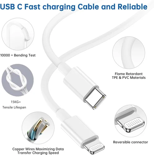 Miniatura 4 de Paquete de 2 cargadores rápidos para iPhone, cargador tipo C, carga rápida, suministro de energía, bloque de carga rápida, enchufe de viaje con 2