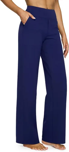 G4Free - Pantalones deportivos de yoga para mujer, pierna ancha, bolsillos, cintura elástica alta, casual, tallas petite, regular y alta