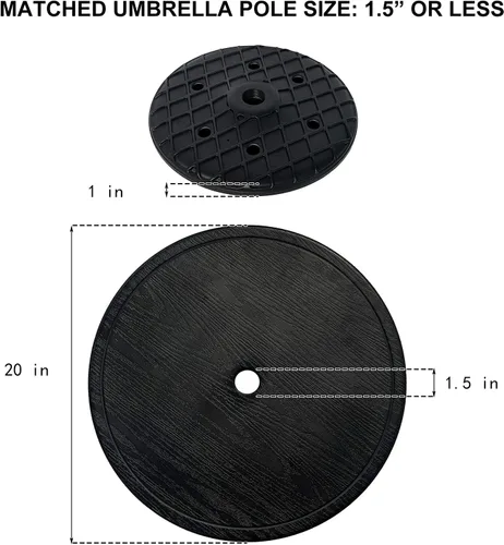 Miniatura 3 de Sundale Outdoor Mesa de sombrilla ajustable, bandeja de mesa redonda portátil con agujero para paraguas, para playa, patio, jardín, piscina, 20