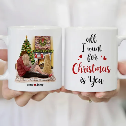 Miniatura 4 de Gossby Taza de café de Navidad personalizada para parejas y perros, personalizada con diseño, nombre, regalo de Navidad para novia, novio, esposa