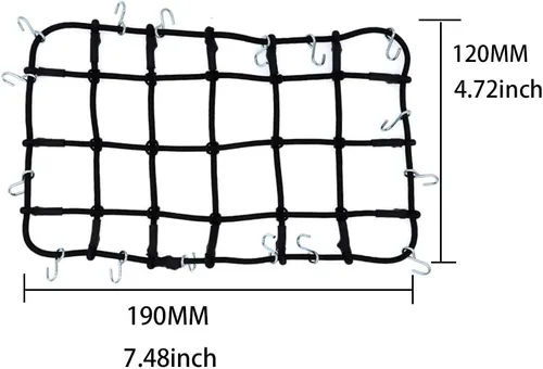 Miniatura 2 de Red de equipaje elástica 1/10 RC 7.5x4.7 in con ganchos para 1:10th RC Crawler Rock Climbing Truck Car D90 TRX4 Roof Rack (negro)