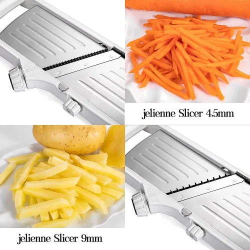 Miniatura 3 de VEKAYA Cortadora de mandolina para cocina, rebanadora de vegetales profesional de acero inoxidable con grosor ajustable, guantes de seguridad