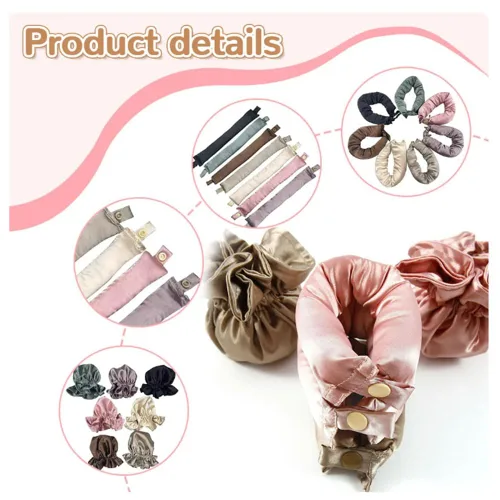 Miniatura 2 de 6 rodillos de pelo para rizos sin calor con gorras de pelo, 3 juegos de rizadores de cabello sin calor, diadema suave para dormir durante la noche