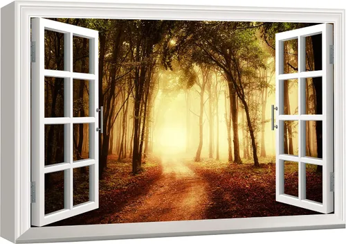 Miniatura 25 de Cuadro decorativo con diseño de ventana moderna blanca con vista, de la marca Wall26®