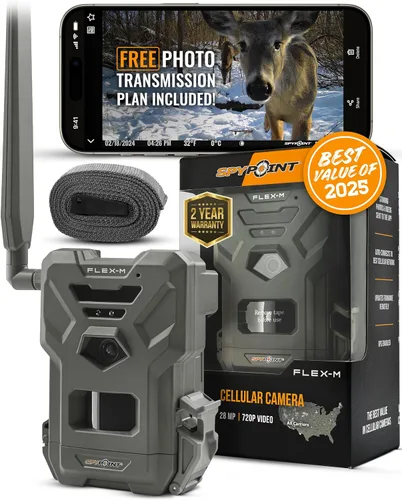 SPYPOINT Flex-M - Cámara de rastro celular – Los mejores accesorios de caza, no necesita WiFi, visión nocturna, activada por movimiento, LTE de