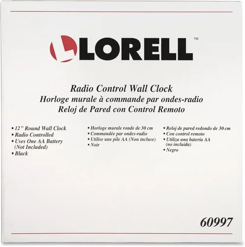 Miniatura 2 de Lorell Reloj de pared con números arábigos, 12 pulgadas, esfera blanca/marco negro