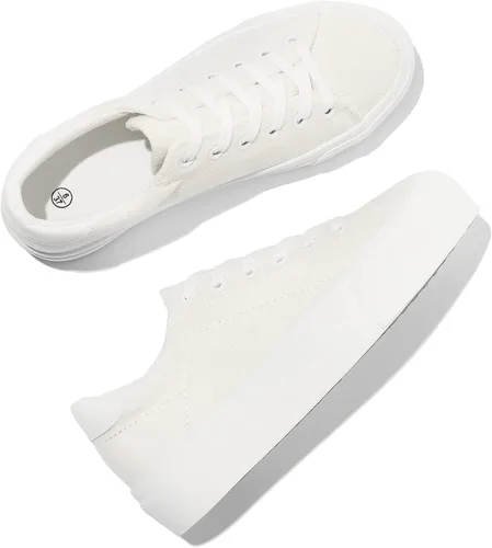 Miniatura 7 de THATXUAOV Zapatillas de deporte de plataforma para mujer, zapatos de tenis blancos casuales de moda