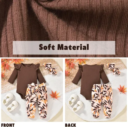 Miniatura 14 de Aalizzwell Conjunto de mameluco acanalado para bebé recién nacido prematuro para otoño e invierno