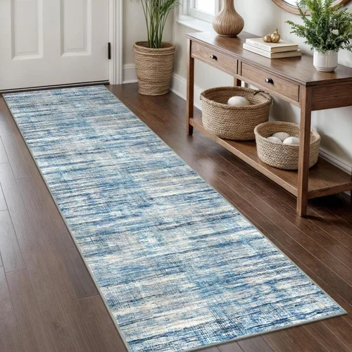 Miniatura 13 de KOZYFLY - Alfombra de pasillo moderna y lavable de diseño abstracto gris y negro, 2 x 6 pies, antideslizante, suave y de pelo corto, ideal