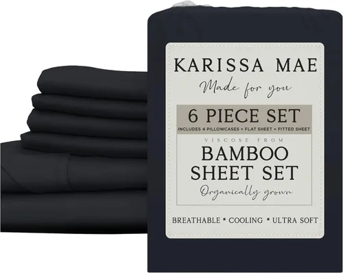 Miniatura 43 de KARISSA MAE Juego de sábanas tamaño individual de viscosa de bambú refrescante, 100% cultivadas orgánicamente, bolsillo profundo de 18 pulgadas