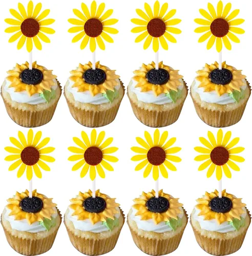 Miniatura 15 de 1 paquete de decoración de pastel de feliz cumpleaños con purpurina de girasol para pasteles, baby shower, niños, cumpleaños, verano, baby shower