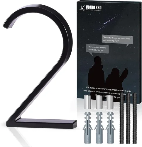 Miniatura 52 de VONDERSO Números flotantes de casa de 5 pulgadas para exteriores, números de dirección modernos de metal antioxidante (3), números de buzón Negro 3