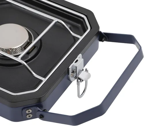 Miniatura 6 de Estufa plegable de propano de 2 quemadores, estufa portátil de doble quemador con sartén para cocinar al aire libre, portón trasero, picnic