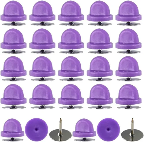 Miniatura 11 de Juego de 200 unidades/100 pines de goma de 0.394 pulgadas con pines de metal en blanco, tapa para pines de solapa, broches, corbatas, sombreros