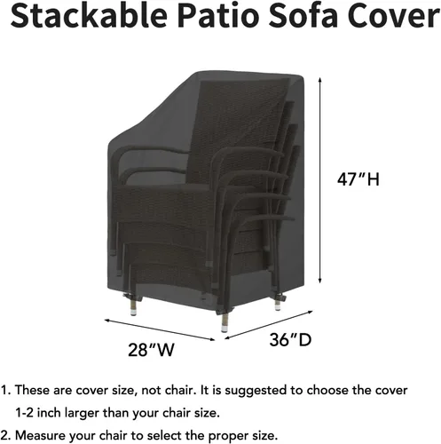 Miniatura 3 de Easy-Going Funda Apilable para Silla de Patio Resistente a Rayos UV Funda para Silla de Exterior Impermeable Fundas para Muebles de Césped y Patio