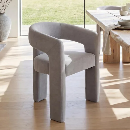 Miniatura 40 de Modern Barrel - Silla de comedor tapizada con brazos, cómoda silla auxiliar de terciopelo para sala de estar, oficina en casa, recepción