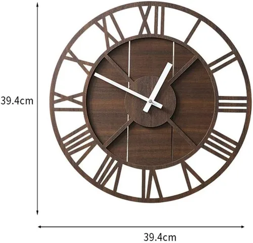 Miniatura 3 de Wall Clock European Retro Wall Clock Mute Living Room Wall Charts Nostalgic Nordic Country Style Watch 39.4CM * 39.4CM (Color : Brown)(Black)