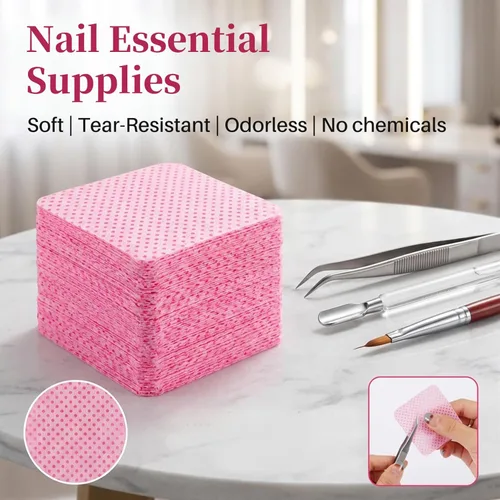 Miniatura 3 de MAQIHAN 1500 toallitas de uñas sin pelusas, toallitas quitaesmalte de uñas de acetona rosa, toallitas sin pelusas, toallitas de gel para uñas, sin