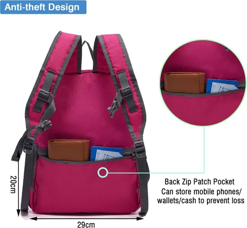 Miniatura 4 de YZAOLL Mochila pequeña de senderismo de 20 litros, mochila ligera para el día, mochila plegable para mujeres y hombres, viajes, camping, vacaciones