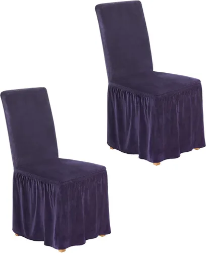 Miniatura 7 de NICEEC Fundas de silla de elastano para sillas de comedor, juego de 6 fundas de sillas de comedor extraíbles con falda, fundas de silla de comedor