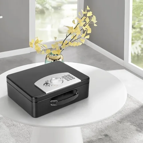 Miniatura 8 de KYODOLED Caja de seguridad con cerradura de teclado digital, caja de seguridad con código para artículos personales, caja de seguridad de metal