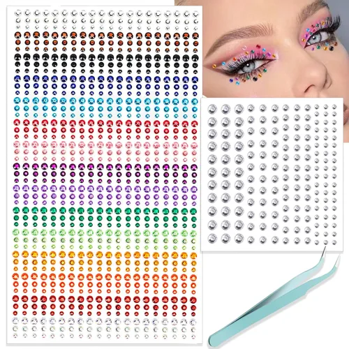 NOOEPC Gemas Faciales Gemas para Cabello, Joyas Autoadhesivas para la Cara Joyas para Ojos Diamantes de Imitación 3/4/5/6 mm Gemas Faciales DIY para