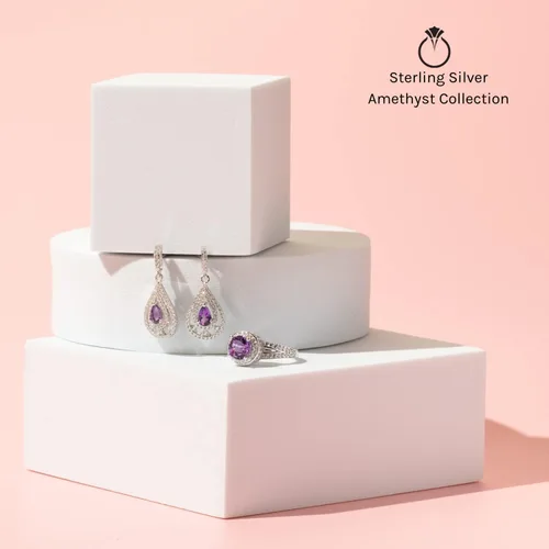 Miniatura 4 de Peora Majestic Sensation - Anillo de amatista de 1,25 quilates en plata de ley, tamaños 5 a 9