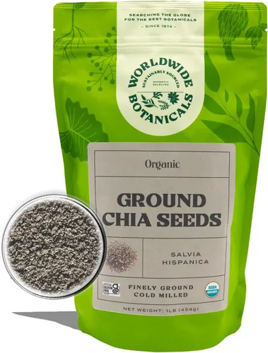 Miniatura 8 de Worldwide Botanicals Semillas de chía orgánicas molidas, 1 libra, excelente fuente de fibra, proteínas y ácidos grasos omega-3, sin gluten, veganas