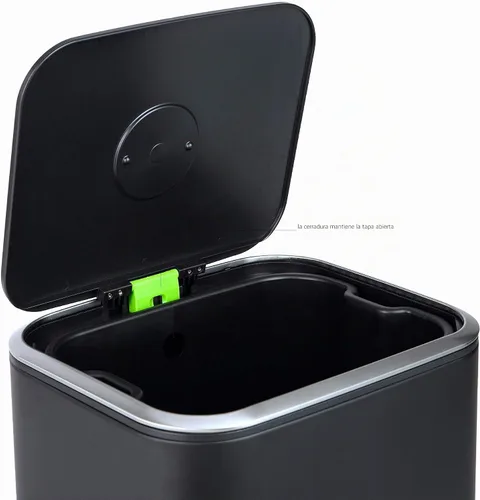 Miniatura 7 de Amazon Basics Bote de basura rectangular de metal con pedal de cierre suave, 32 litros/8.5 galones, 14 pulgadas de largo x 14 pulgadas de ancho x