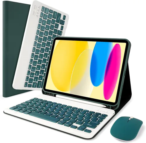 Miniatura 21 de SOPPY Funda con teclado Bluetooth y mouse para iPad de 11ª generación (A16) de 11 pulgadas 2025, 10ª generación de 10.9 pulgadas 2022, funda Azul