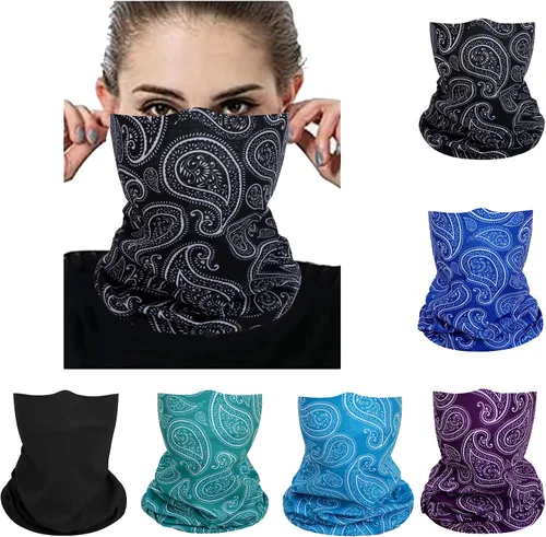 Miniatura 12 de Máscara facial multibandana, polaina para el cuello, sin costuras, diadema mágica para exteriores, bufanda facial para polvo, viento y resistencia a