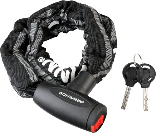 Schwinn - Cadena reflectante con llave y candado para bicicleta, cerradura antirrobo de bicicleta de 3 pies x 8mm, nivel de seguridad 4