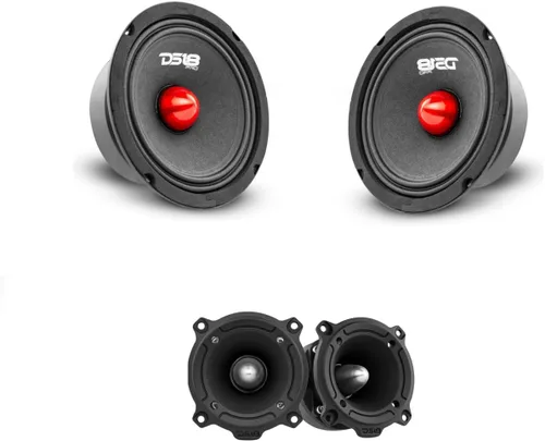 DS18 Paquete de altavoces para automóvil – 2 altavoces de rango medio de 6.5 con bala y 2 x 3 tweeters súper bala – Paquete completo de audio para