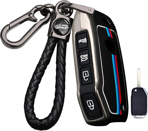 Miniatura 9 de ontto Funda de llavero de 3 botones para Kia Flip plegable con control remoto de metal para llave de coche de silicona para Seltos Forte Niro