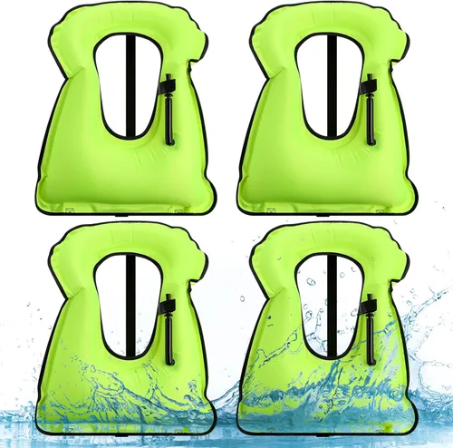 Miniatura 5 de Jerify 4 piezas de chaleco inflable de esnórquel para adultos, chaquetas portátiles de natación, chaquetas ajustables para kayak, chalecos
