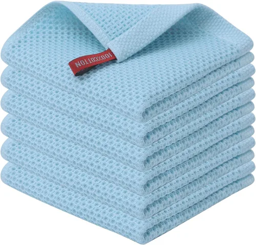 Miniatura 40 de Kitinjoy - Paños de cocina de 100 % algodón, tela de tejido gofrado, paño de limpieza ultrasuave, absorbente y de secado rápido. Gris Oscuro