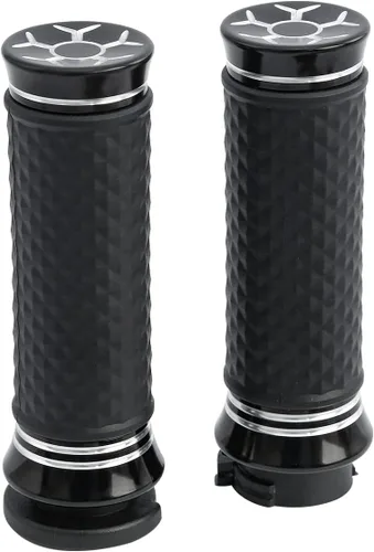 TCT-MOTORPARTS Agarraderas eléctricas de 1 pulgada para manillar Harley Touring Estilo #F negro