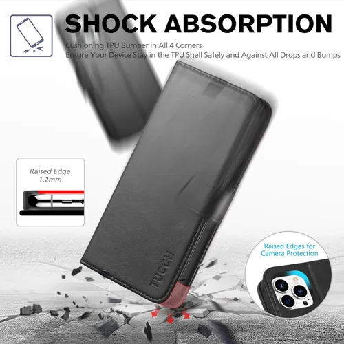 Miniatura 6 de TUCCH Funda tipo cartera compatible con iPhone 12 Pro Max 5G de 6.7 pulgadas, con ranura para tarjetas de piel sintética