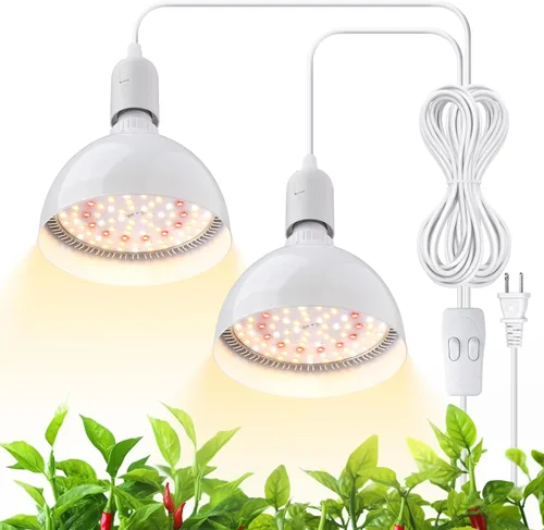 Miniatura 11 de Barrina Bombilla LED de cultivo con sistema de temporización y suspensión, espectro completo de 25 W, temporizador de 4H/9H/14H, luces de cultivo