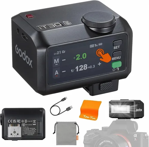 Miniatura 15 de GODOX IT30Pro F TTL Mini cámara flash con disparador y receptor 2.4G integrado 2.4G compatible con cámaras Fujifilm, GN15 ISO100, 1/8000s HSS