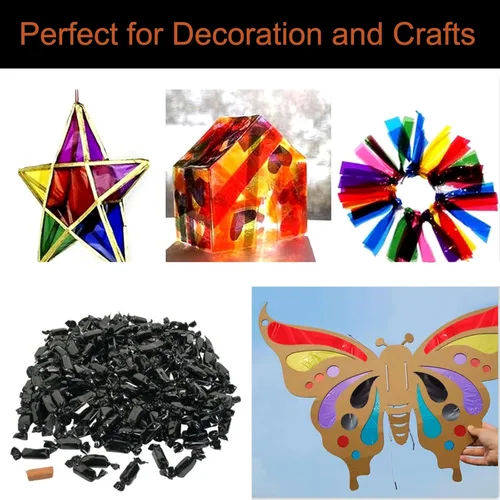 Miniatura 4 de Rollo de papel de regalo de celofán negro de 34 pulgadas de ancho x 100 pies de largo, papel de celofán de 3 mil de grosor, colorido ramo de flores