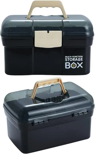 Miniatura 3 de Kinsorcai Organizador de caja de plástico de 11 pulgadas con bandeja extraíble, organizador de costura, suministros de manualidades y arte, caja