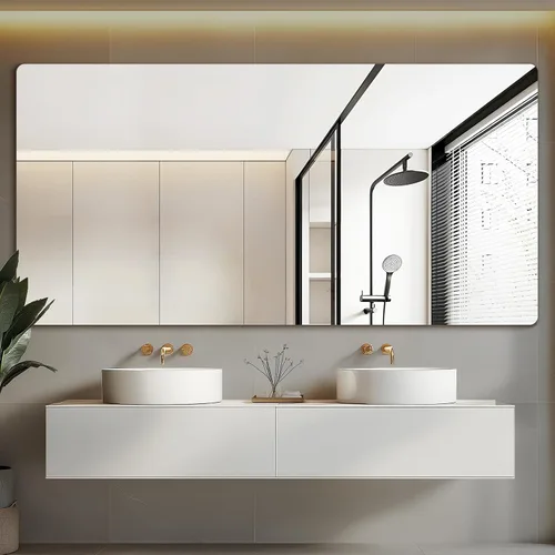 Miniatura 19 de Mirrorons Espejo de pared sin marco de 18 x 24 pulgadas, modernos espejos rectangulares de baño para pared con borde pulido, horizontal